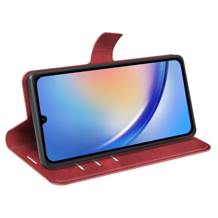 OEM - Samsung Galaxy A35 5G Skal Flip Stöttåligt Konstläder - Röd