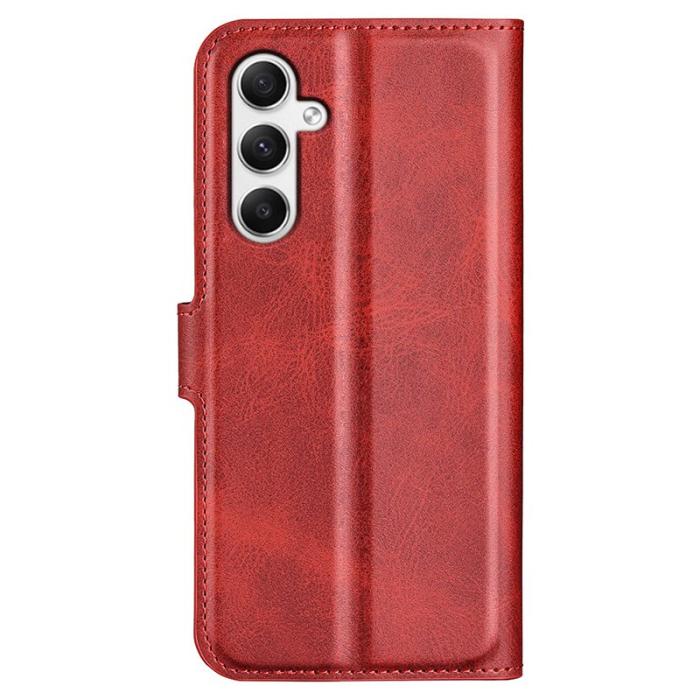 OEM - Samsung Galaxy A35 5G Skal Flip Stöttåligt Konstläder - Röd
