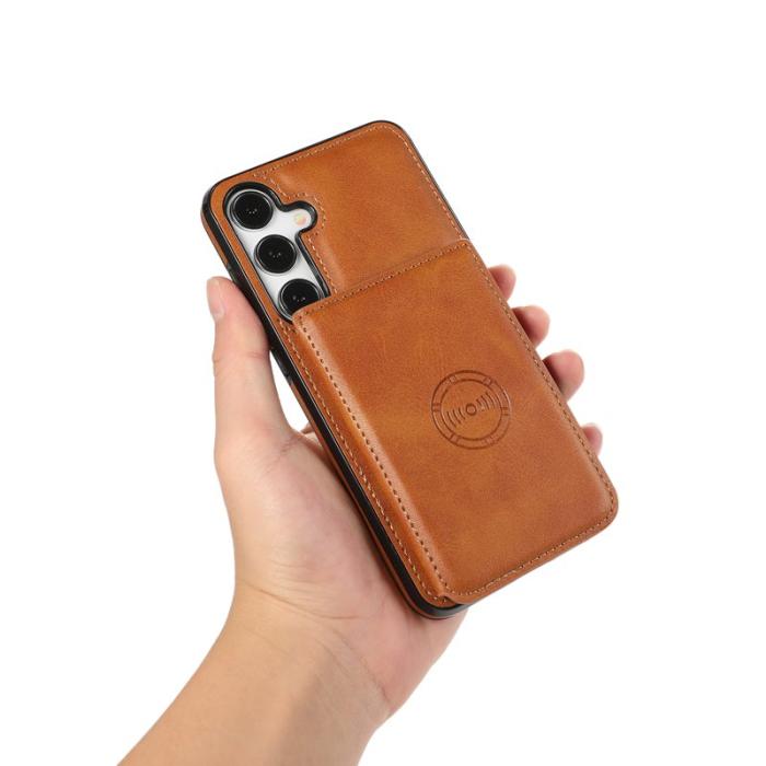 OEM - Samsung Galaxy A35 5G Skal Fodral PU Läder + TPU - Brun