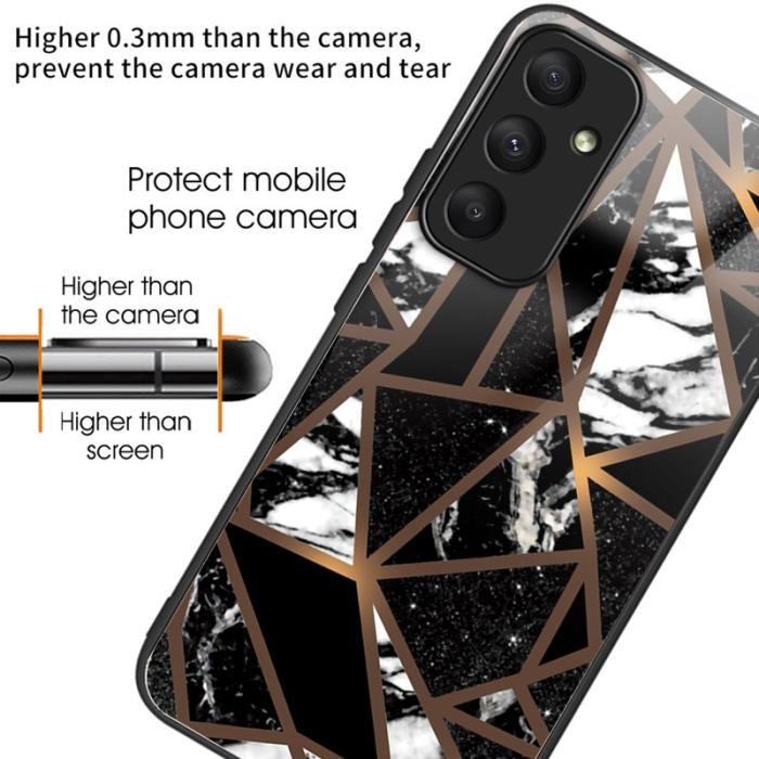 OEM - Samsung Galaxy A35 5G Skal Härdat Glas Marmortryck - Style H
