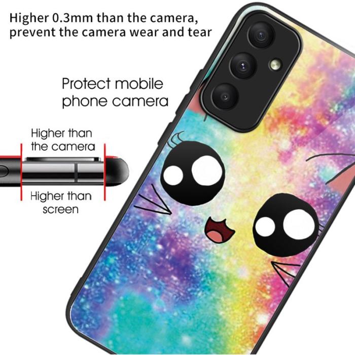 OEM - Samsung Galaxy A35 5G Skal Härdat Glas Skydd - Regnbågskatt