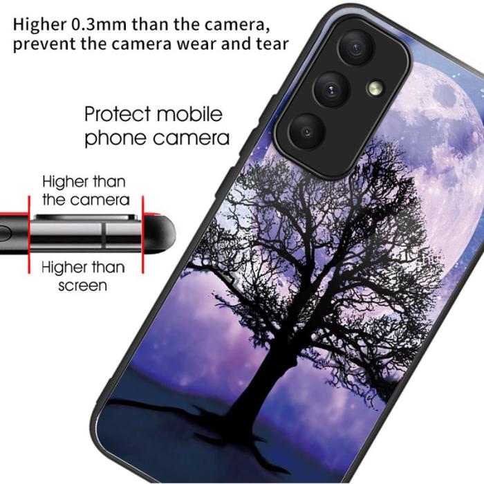 OEM - Samsung Galaxy A35 5G Skal Härdat Glas Skydd - Tree and Moon