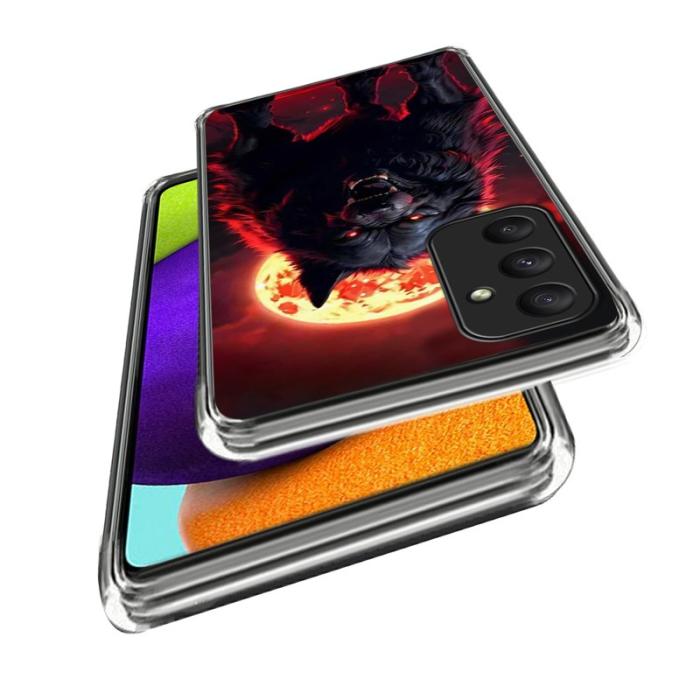 OEM - Samsung Galaxy A35 5G Skal IMD Mönster Tryckt Stöttålig TPU - Svart Wolf