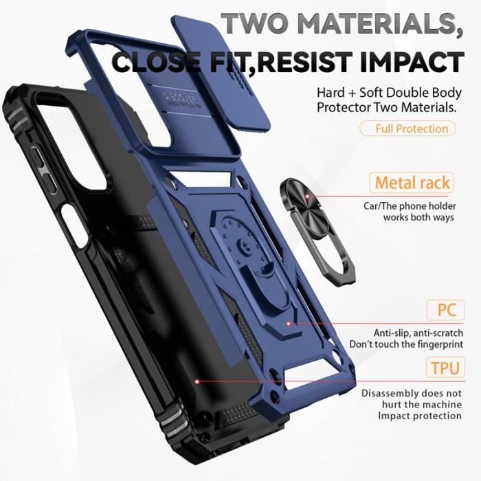 OEM - Samsung Galaxy A35 5G Skal Kameraskydd Ställ Shockproof - Blå