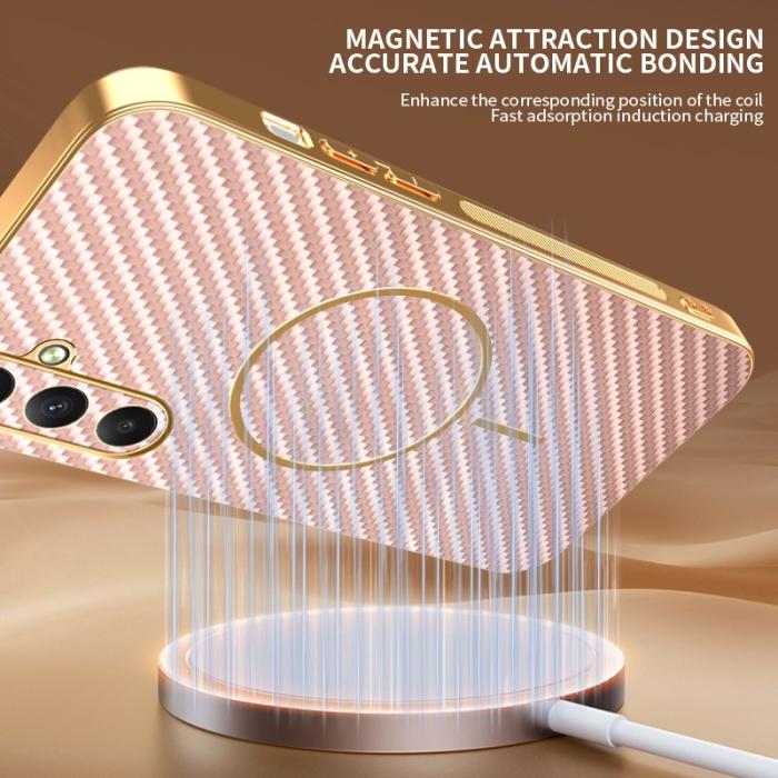 OEM - Samsung Galaxy A35 5G Skal Kolfiber Texturerad TPU - Rosa