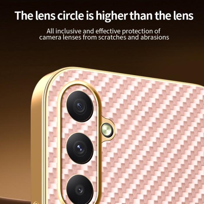 OEM - Samsung Galaxy A35 5G Skal Kolfiber Texturerad TPU - Rosa