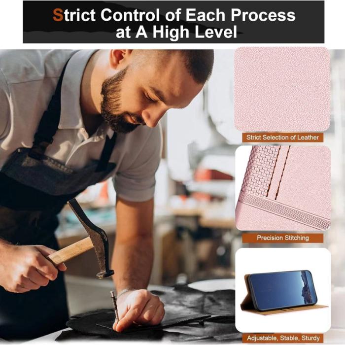 OEM - Samsung Galaxy A35 5G Skal Läder Ställfunktion - Roséguld