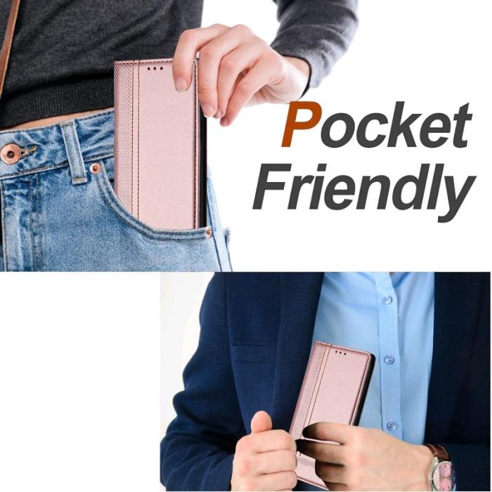 OEM - Samsung Galaxy A35 5G Skal Läder Ställfunktion - Roséguld