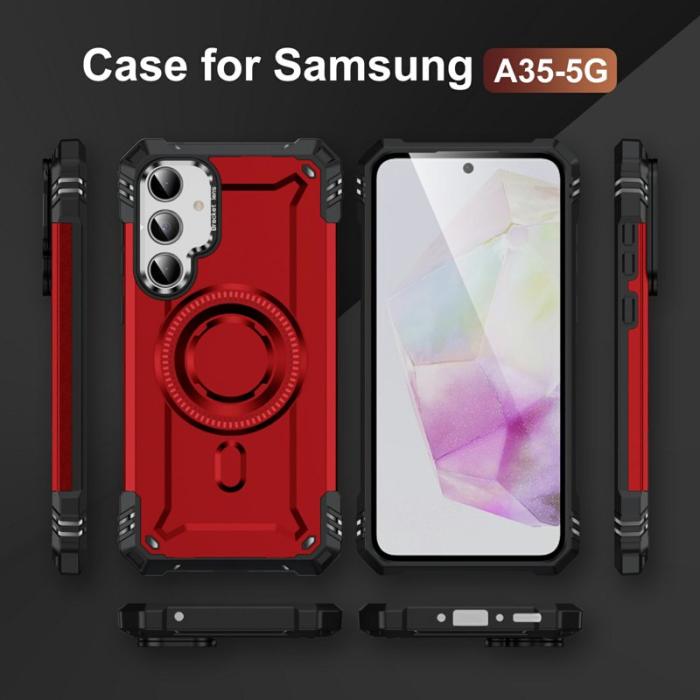 OEM - Samsung Galaxy A35 5G Skal Magnetisk PC + TPU Stötsäker - Röd