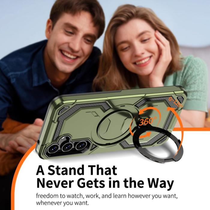 OEM - Samsung Galaxy A35 5G Skal Magnetiskt Ring Ställ PC + TPU - Grön