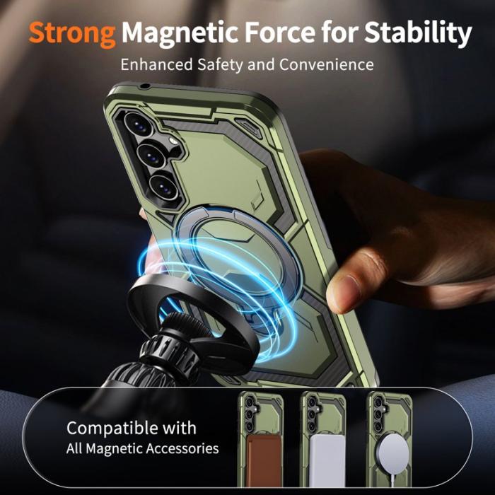 OEM - Samsung Galaxy A35 5G Skal Magnetiskt Ring Ställ PC + TPU - Grön