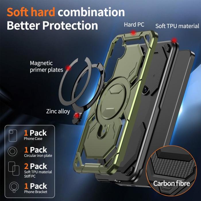 OEM - Samsung Galaxy A35 5G Skal Magnetiskt Ring Ställ PC + TPU - Grön