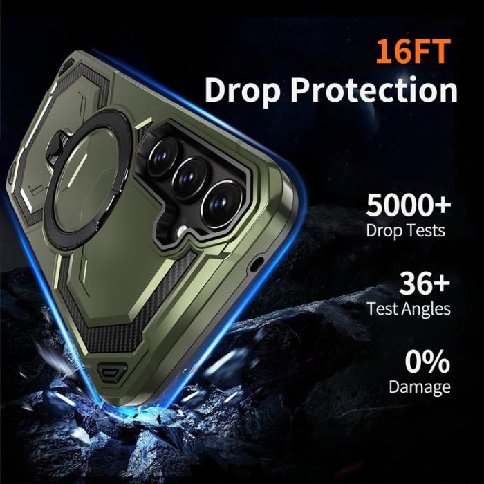 OEM - Samsung Galaxy A35 5G Skal Magnetiskt Ring Ställ PC + TPU - Grön