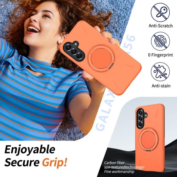 OEM - Samsung Galaxy A35 5G Skal Magnetiskt Ställ TPU + PC - Orange