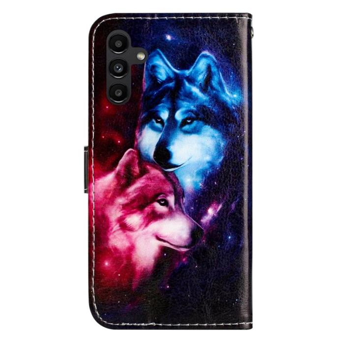 OEM - Samsung Galaxy A35 5G Skal Mönstertryck Konstläder - Couple Wolf