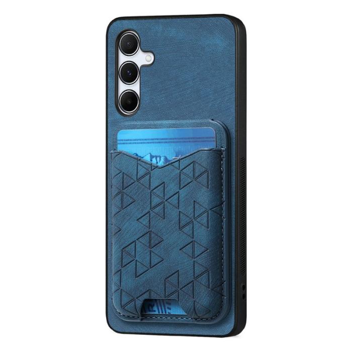 OEM - Samsung Galaxy A35 5G Skal Mönstrad Plånboksfodral Äkta Läder - Blå