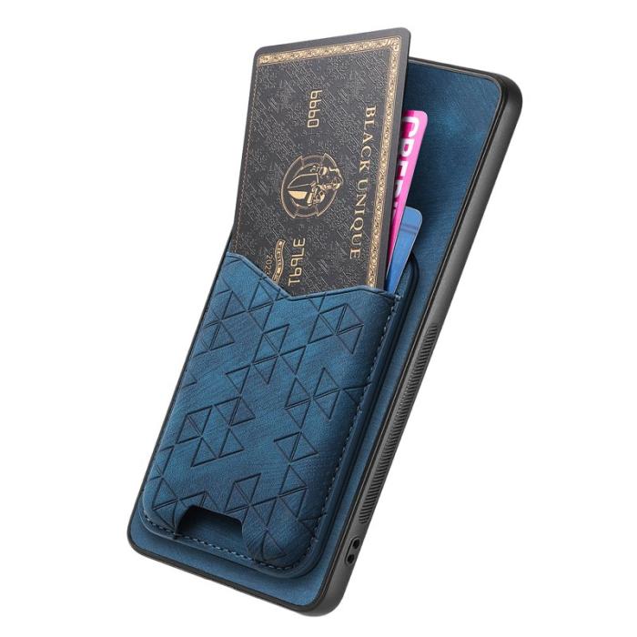 OEM - Samsung Galaxy A35 5G Skal Mönstrad Plånboksfodral Äkta Läder - Blå