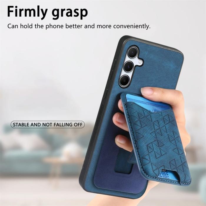 OEM - Samsung Galaxy A35 5G Skal Mönstrad Plånboksfodral Äkta Läder - Blå