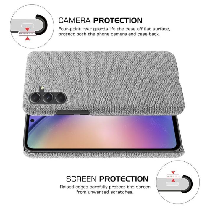 OEM - Samsung Galaxy A35 5G Skal PC+Tyger Stöttålig Mobilskydd - Ljusgrå