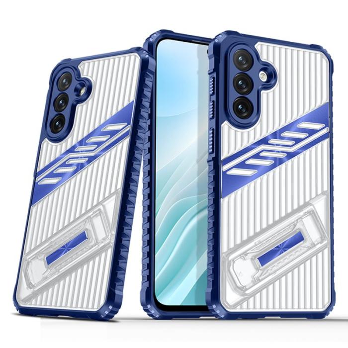 OEM - Samsung Galaxy A35 5G Skal Plast Fällbart Ställ - Marinblå