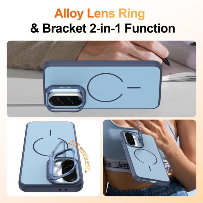 OEM - Samsung Galaxy A35 5G Skal Plast Med Linsskydd Ställ - Blå