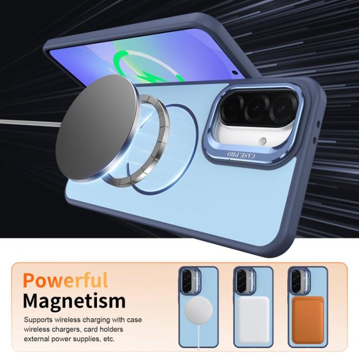 OEM - Samsung Galaxy A35 5G Skal Plast Med Linsskydd Ställ - Blå