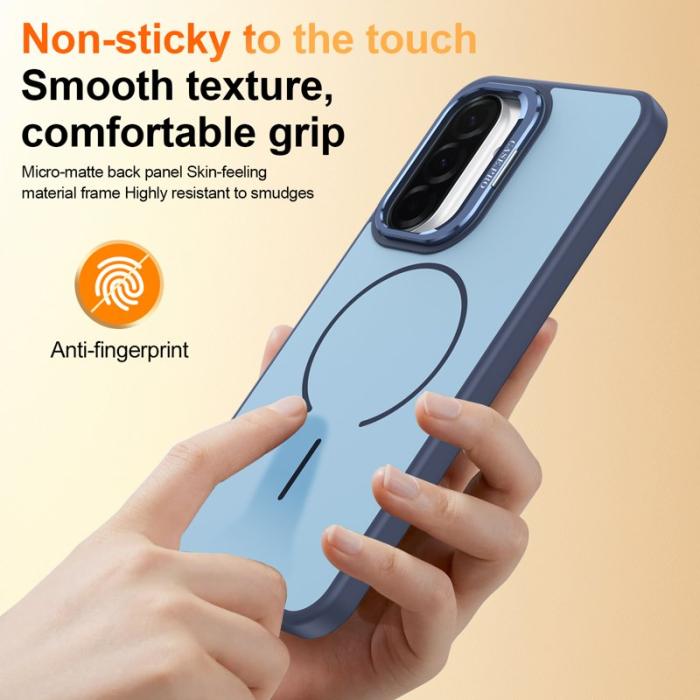 OEM - Samsung Galaxy A35 5G Skal Plast Med Linsskydd Ställ - Blå