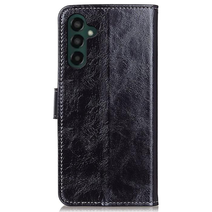 OEM - Samsung Galaxy A35 5G Skal PU Läder Crazy Horse Textur - Svart