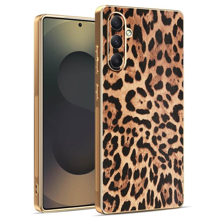 OEM - Samsung Galaxy A35 5G Skal PU Läder Leopardtryck - Flerfärgad