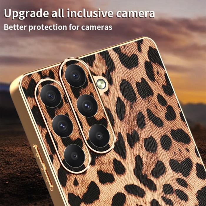 OEM - Samsung Galaxy A35 5G Skal PU Läder Leopardtryck - Flerfärgad