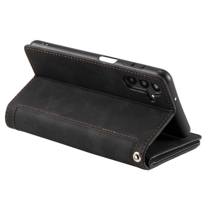 OEM - Samsung Galaxy A35 5G Skal PU Läder Med Handledsrem - Svart