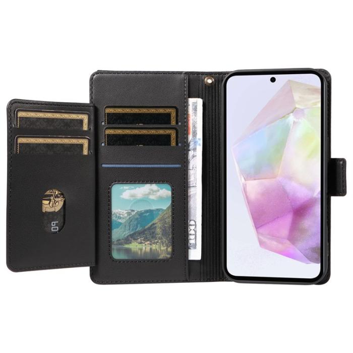 OEM - Samsung Galaxy A35 5G Skal PU Läder Ställ - Svart