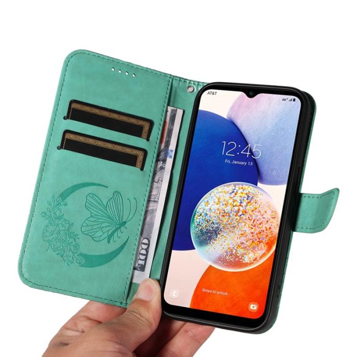 OEM - Samsung Galaxy A35 5G Skal PU Läder Stötsäker Flip - Grön