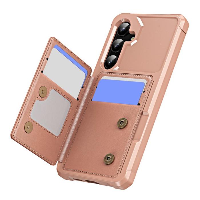 OEM - Samsung Galaxy A35 5G Skal PU Läder + TPU Förstärkt Hörn - Roséguld