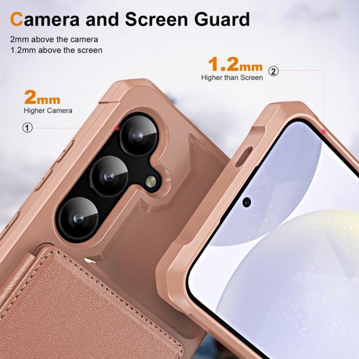 OEM - Samsung Galaxy A35 5G Skal PU Läder + TPU Förstärkt Hörn - Roséguld