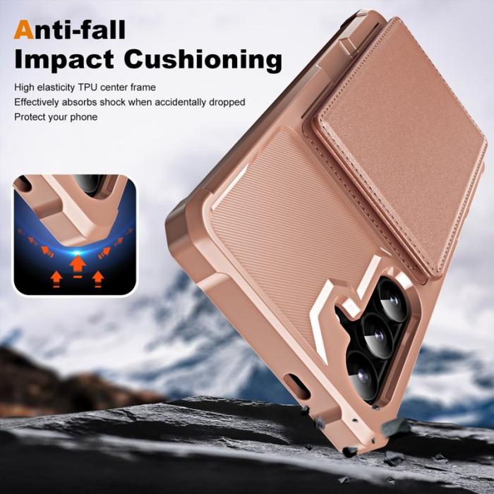 OEM - Samsung Galaxy A35 5G Skal PU Läder + TPU Förstärkt Hörn - Roséguld