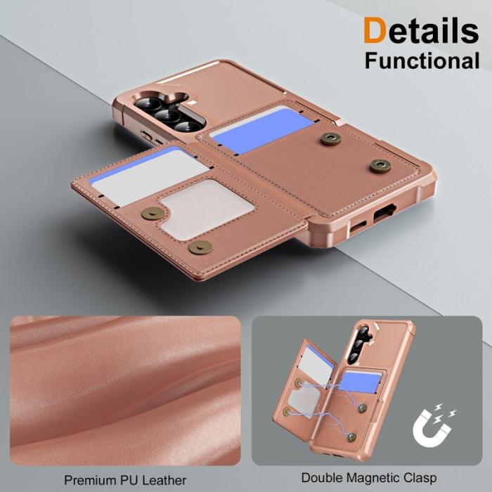 OEM - Samsung Galaxy A35 5G Skal PU Läder + TPU Förstärkt Hörn - Roséguld