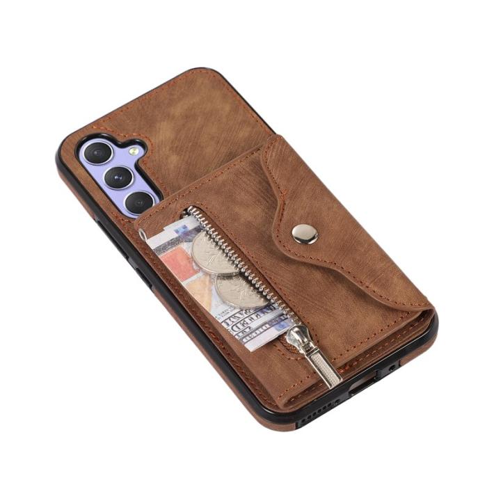 OEM - Samsung Galaxy A35 5G Skal PU Läder + TPU RFID Skydd - Brun