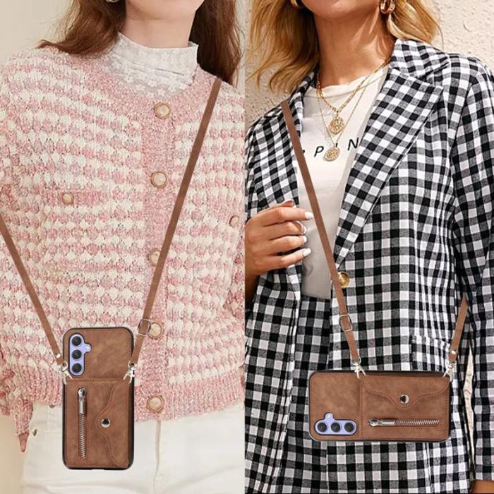 OEM - Samsung Galaxy A35 5G Skal PU Läder + TPU RFID Skydd - Brun