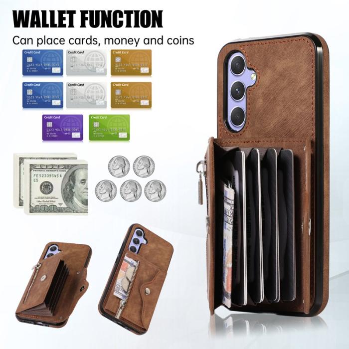 OEM - Samsung Galaxy A35 5G Skal PU Läder + TPU RFID Skydd - Brun