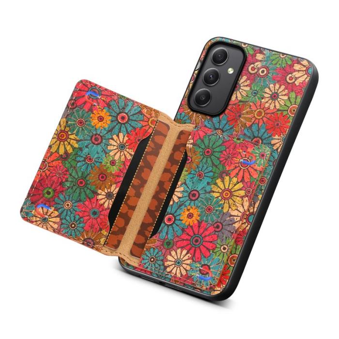 OEM - Samsung Galaxy A35 5G Skal PU+TPU+PC Blommönster - Grön