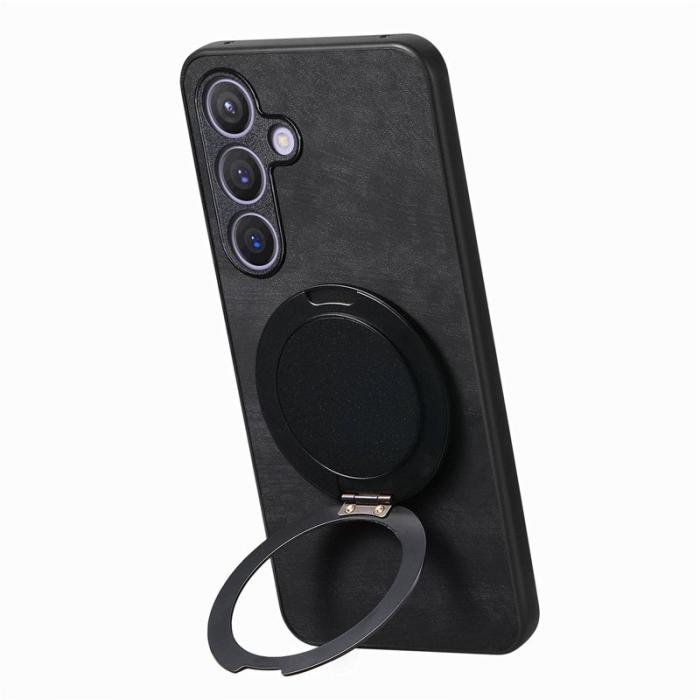 OEM - Samsung Galaxy A35 5G Skal Rotera Ställ Äkta Läder - Svart