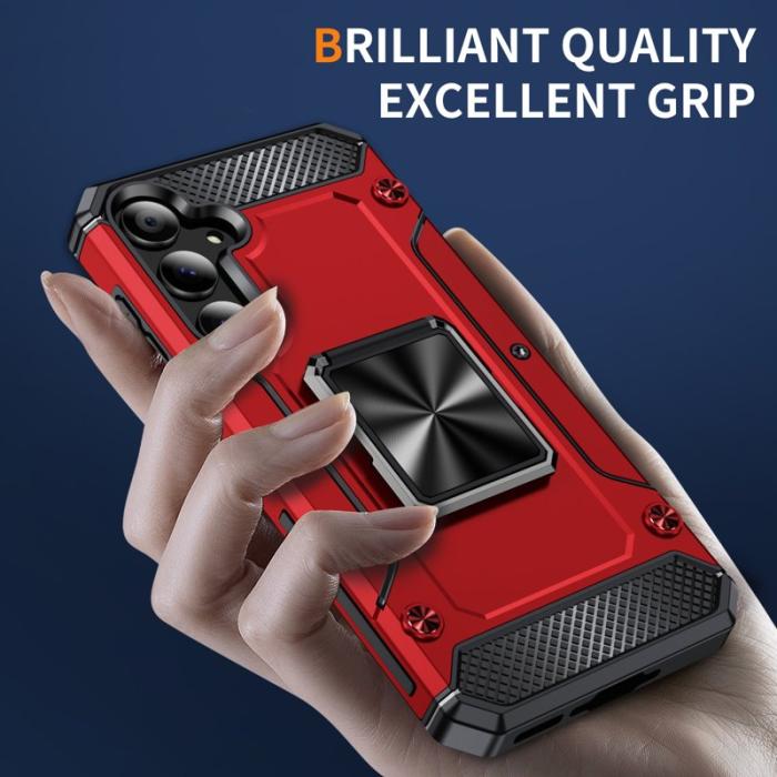 OEM - Samsung Galaxy A35 5G Skal Rotera Ställ PC+TPU Skydd - Röd