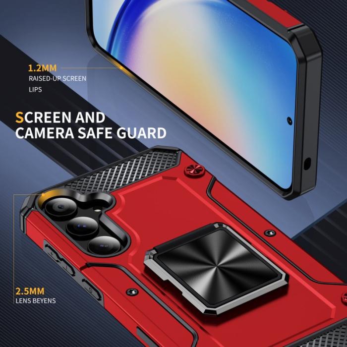 OEM - Samsung Galaxy A35 5G Skal Rotera Ställ PC+TPU Skydd - Röd