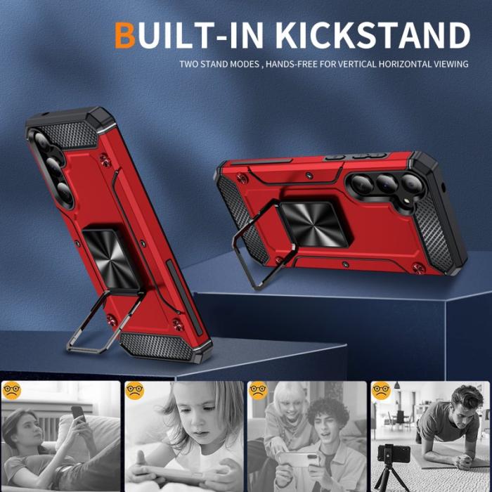 OEM - Samsung Galaxy A35 5G Skal Rotera Ställ PC+TPU Skydd - Röd