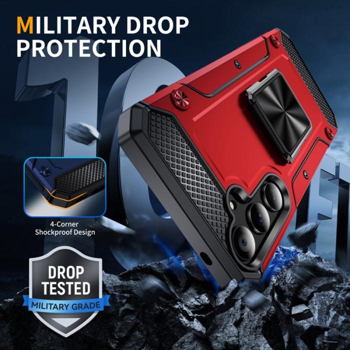 OEM - Samsung Galaxy A35 5G Skal Rotera Ställ PC+TPU Skydd - Röd