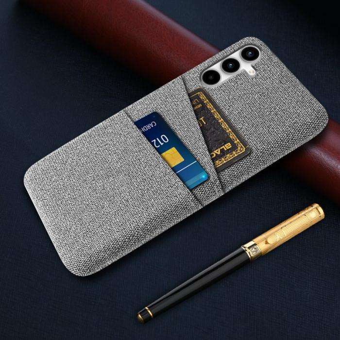 OEM - Samsung Galaxy A35 5G Skal Slim-Fit Plast + Tyg - Ljusgrå