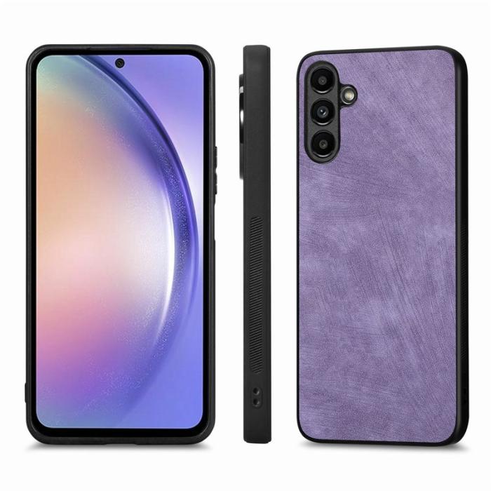 OEM - Samsung Galaxy A35 5G Skal Stöttålig Slim Retro Äkta Läder - Lila