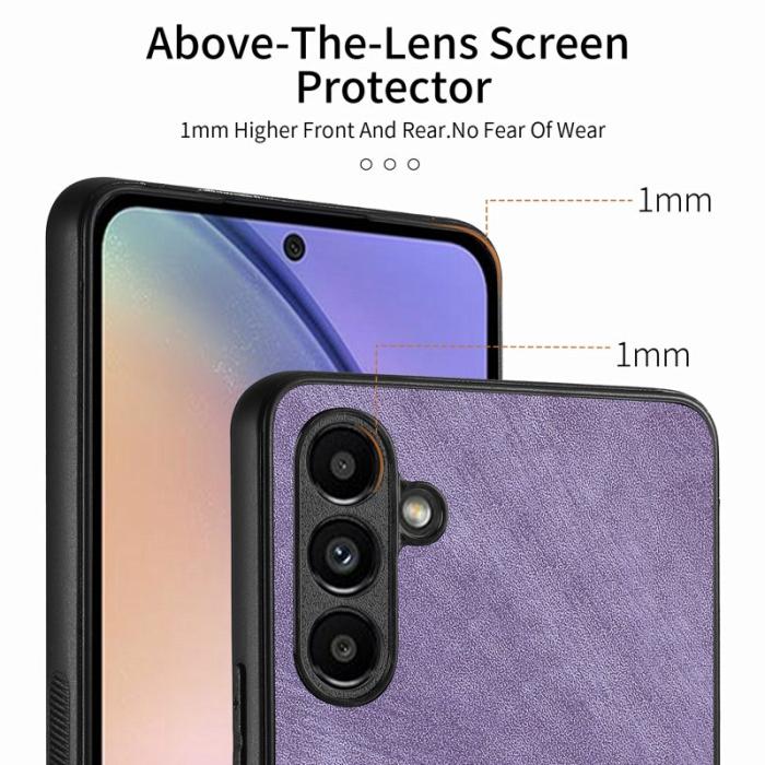 OEM - Samsung Galaxy A35 5G Skal Stöttålig Slim Retro Äkta Läder - Lila