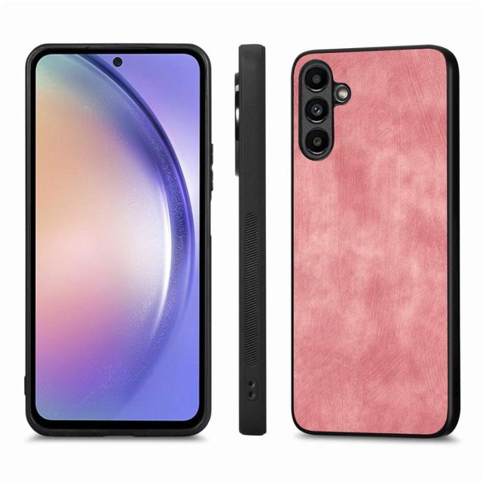 OEM - Samsung Galaxy A35 5G Skal Stöttålig Slim Retro Äkta Läder - Rosa